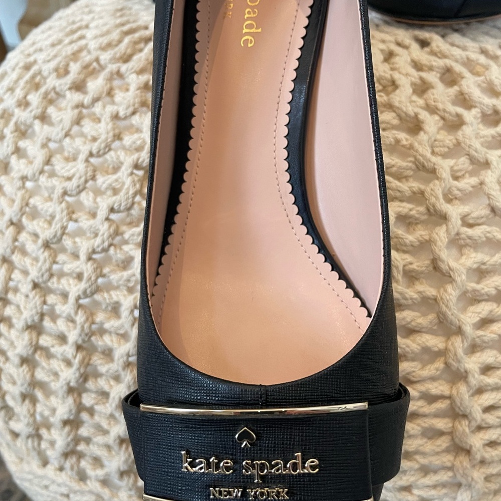 kate spade Black Pointed Toe Kitten Heel Pumps - Picture 9 of 12